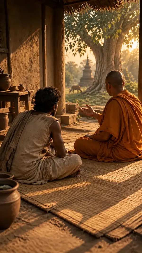 Eine stimmungsvolle Illustration eines buddhistischen Gleichnisses.