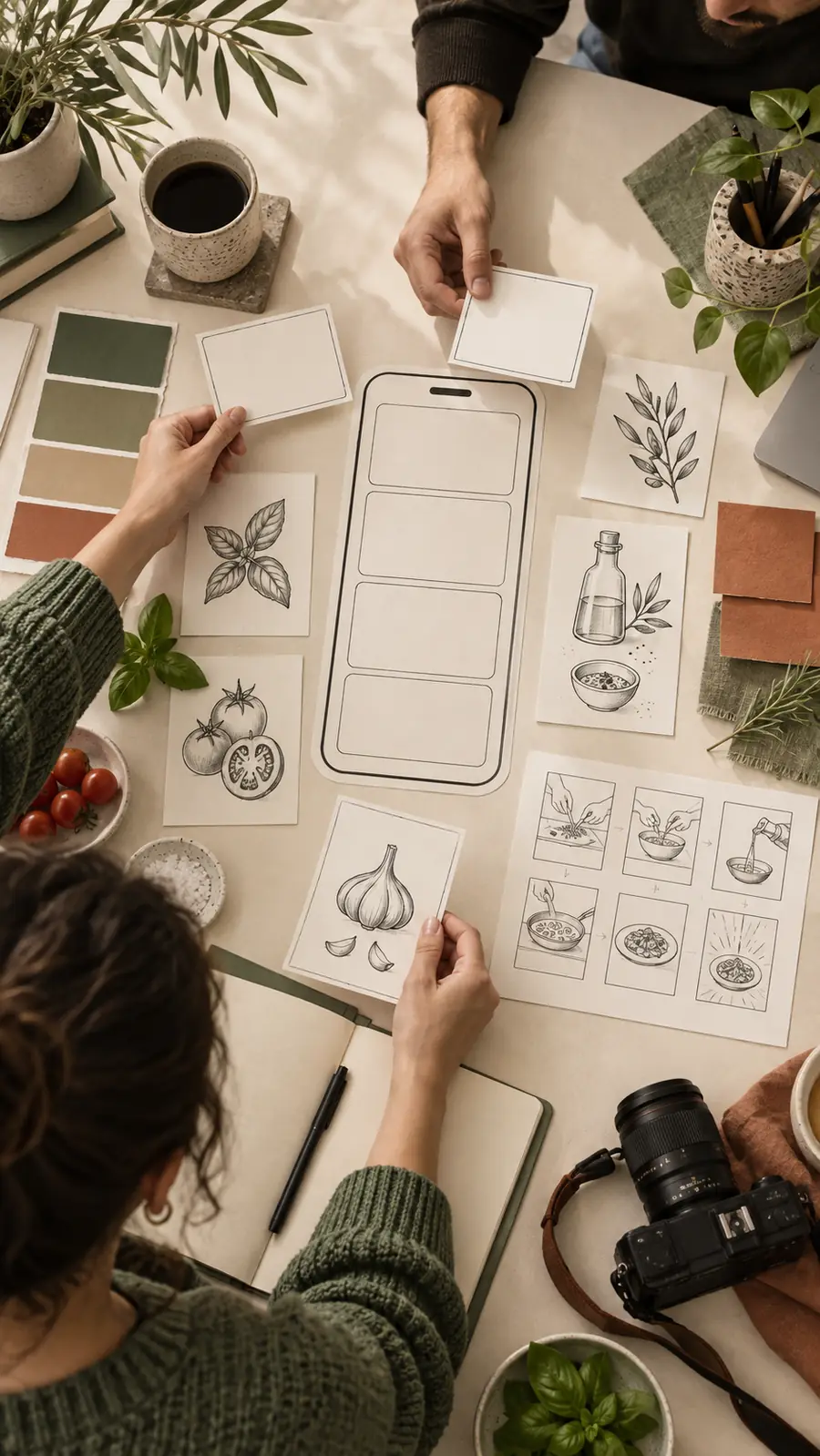 Illustration representing the planning stage of an Instagram Reel