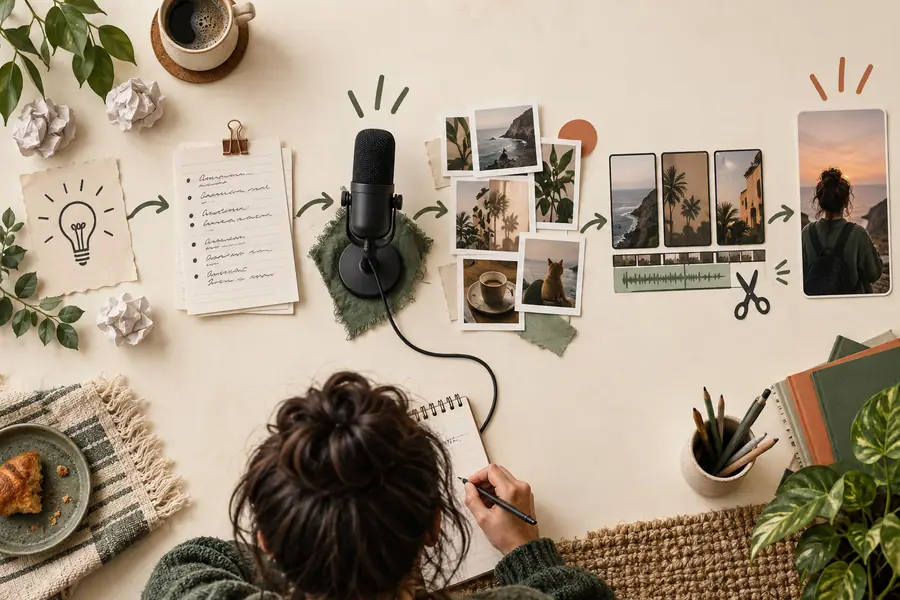 Referenzbild für einen allgemeinen Workflow für gesichtslose TikTok-Videos